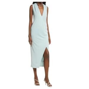 New Open Edit Women's Sleeveless Faux Wrap Surplice Midi Dress